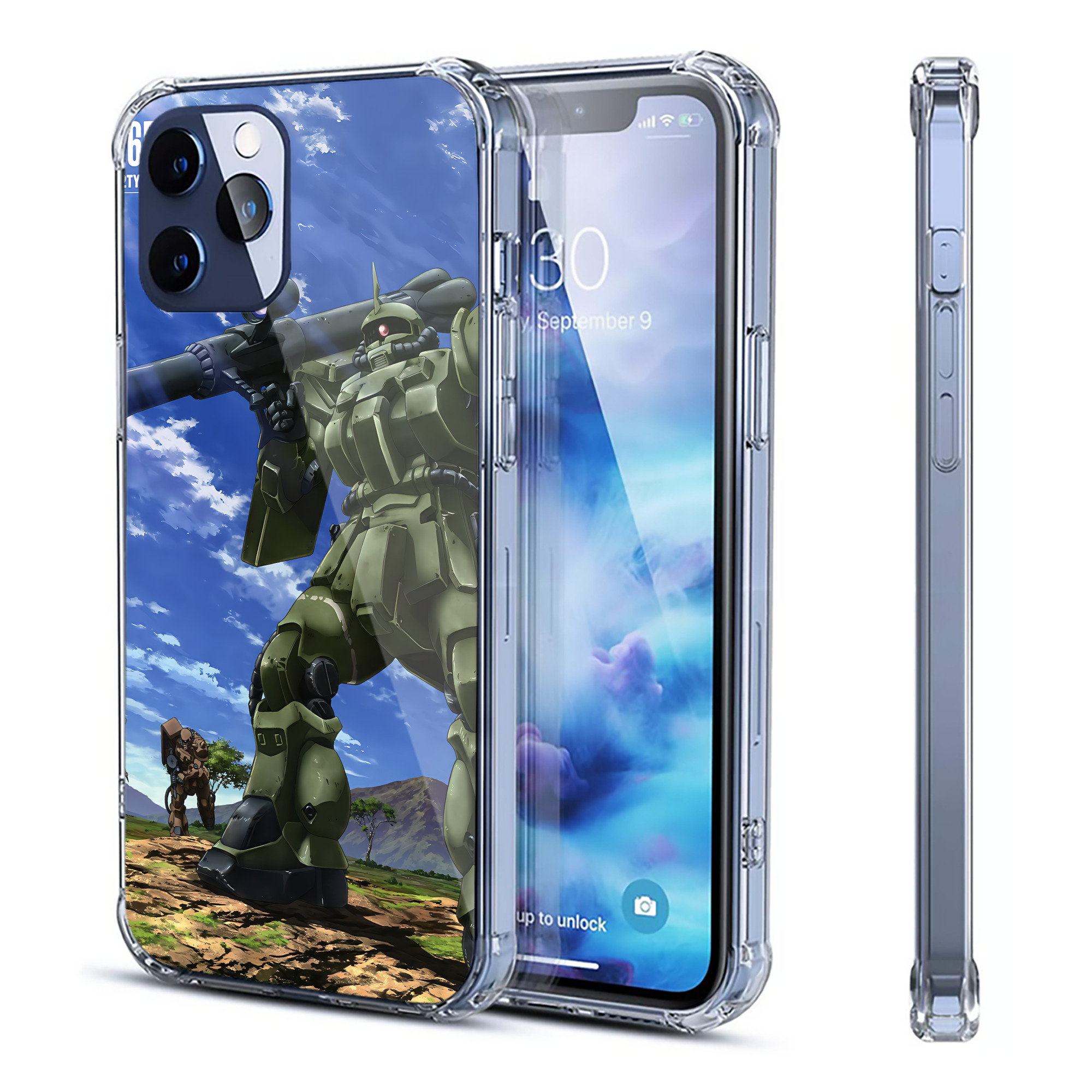 （画像用） 機動戦士ガンダム Mobile Suit Gundam 【iPhone 12シリーズ対応】透明スマホケース（クリアソフトケース）